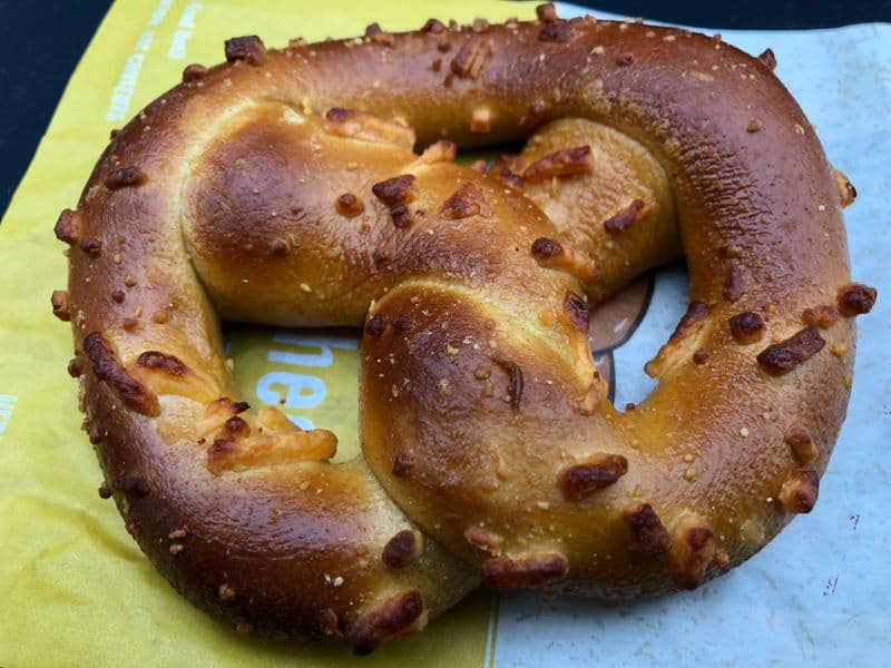 Cheddar cheese-filled pretzels