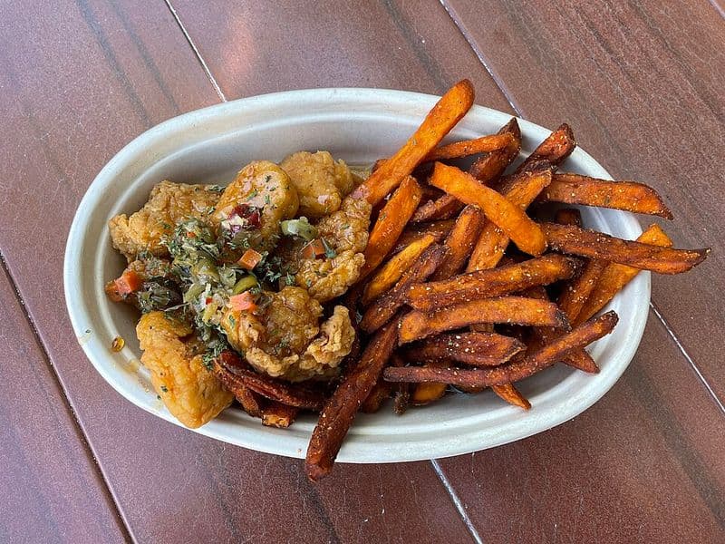 Hot Honey Chicken with Sweet Potato Fries