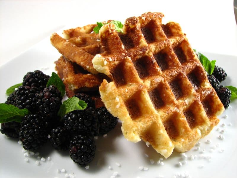 Waffle with Berries, Powdered Sugar & Whipped Cream